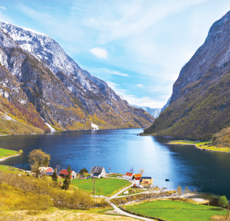 Naeroyfjord, a narrow fjord in Norway